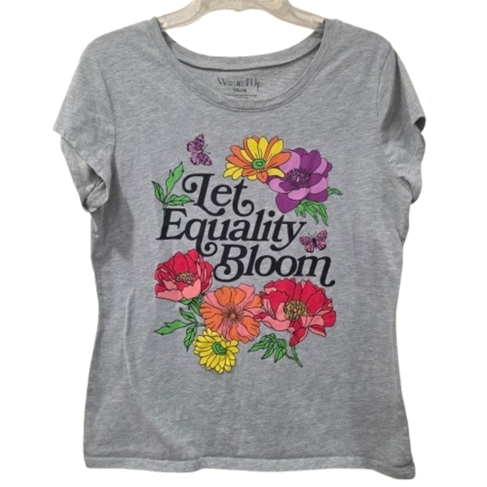 Women's Gray Graphic Tee - Let Equality Bloom